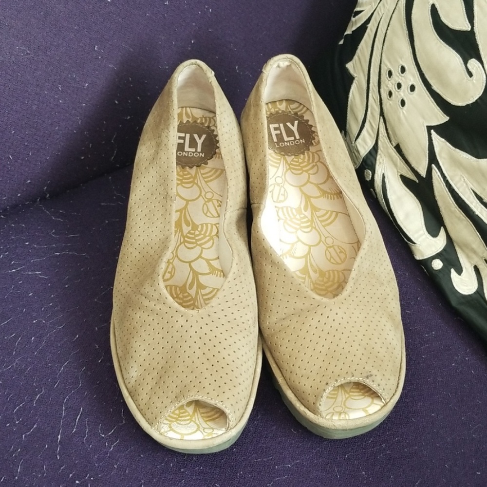 Fly London peep-toe wedges